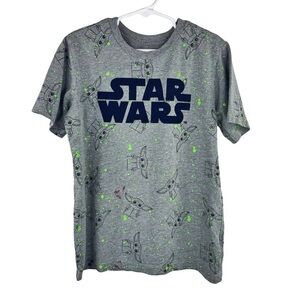 STAR WARS JAPAN Boys Kids Grey T Shirt/Grogu, Paint/Fuzzy Star Wars/Size M (7/8)